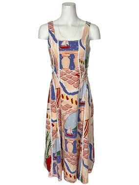 Christian Lacroix | Dresses | Christian Lacroix Midi Dress Adjustable  Straps Linen Like Farm Rio Palermo | Poshmark